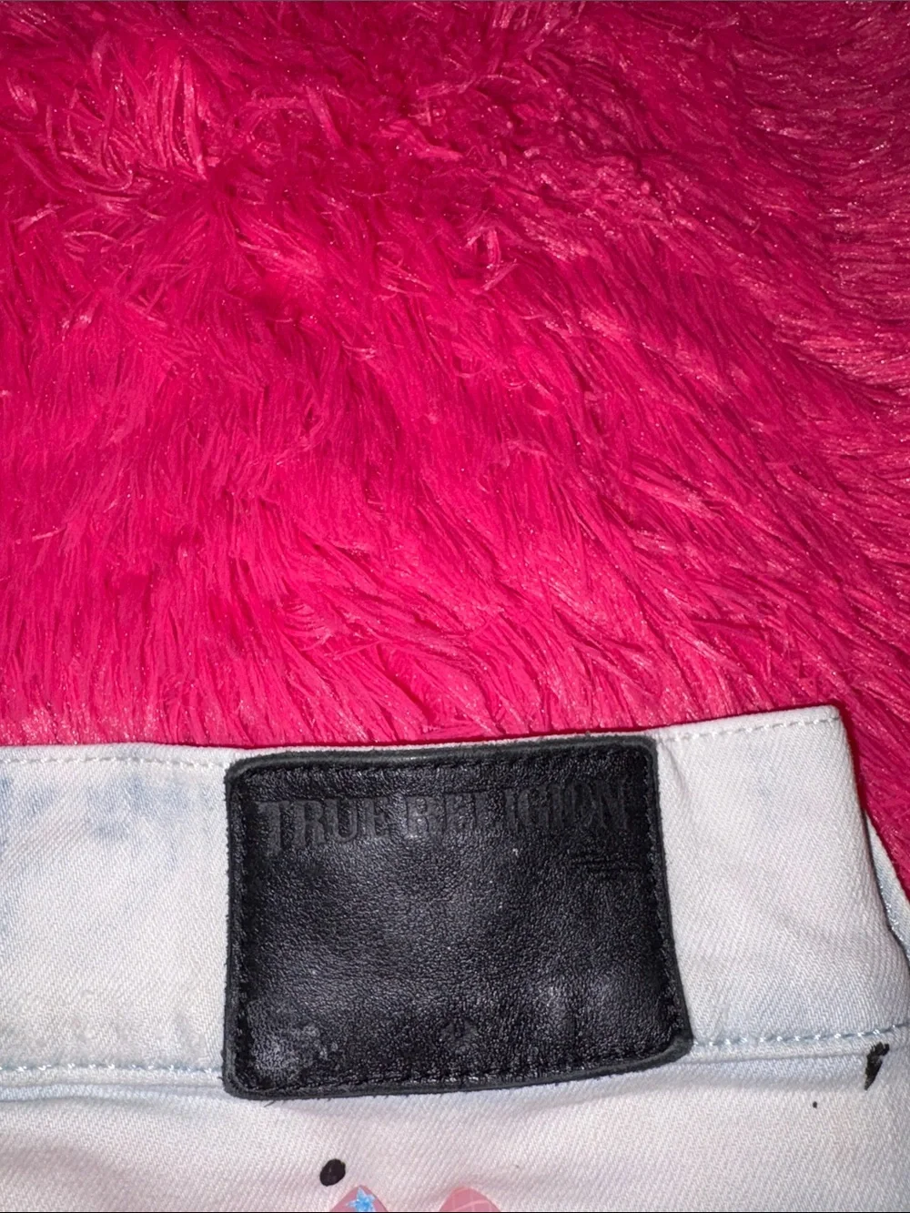 True Religion White and Black Washed Denim Jeans